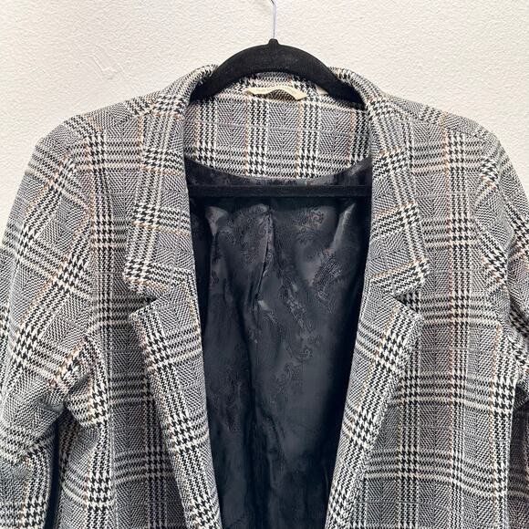 Soft Surroundings Plaid Open Front Long Blazer Grey Small Hu - Picture 3 of 9